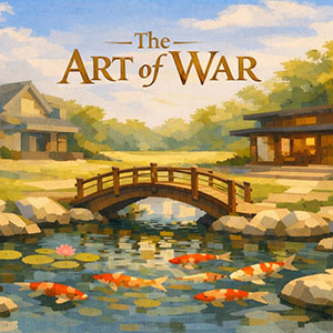 Abstract painting with swirling patterns in blue, yellow, green, and red, creating a dynamic texture. The colors blend and contrast, forming four distinct, spiral-like vortexes across the canvas.